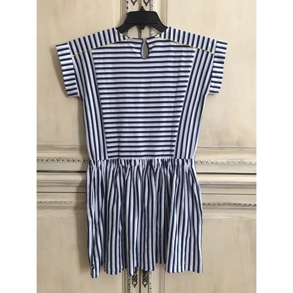 𝅺TOMMY Hilfiger Girls Flag Blue Striped Dress